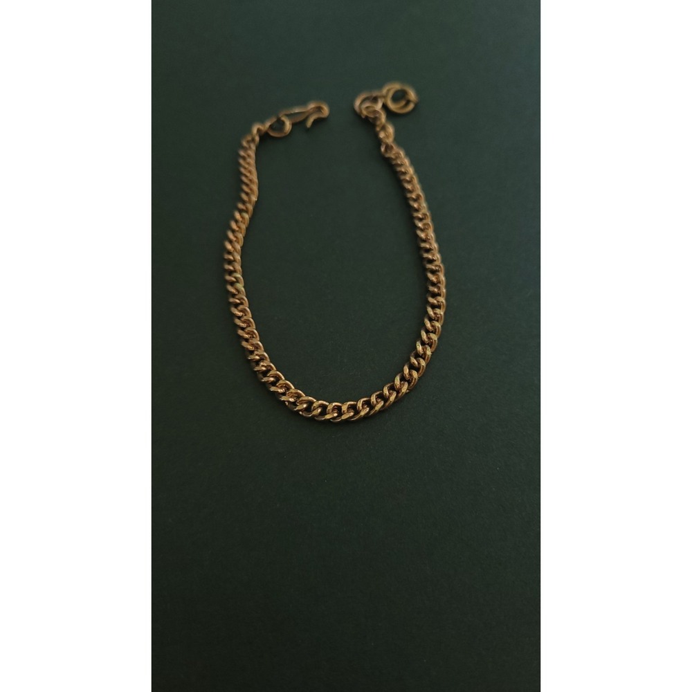 Vintage Solid Copper Curb Link Bracelet 8" 6.2g 3.7mm Chain Hook Clasp